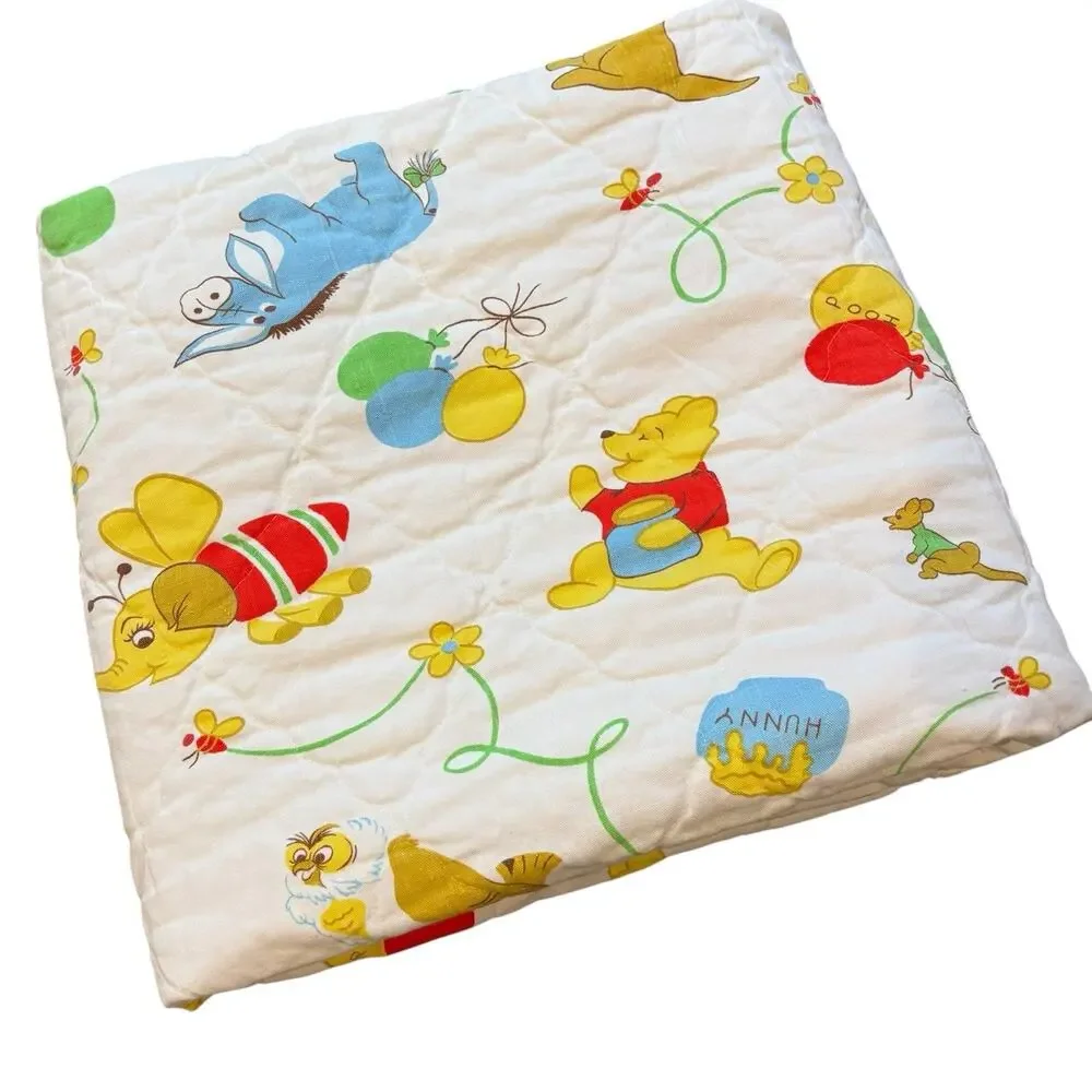 Vintage Winnie the Pooh Quilted Baby Blanket Sears ROI Eeyore Heffalump 35x44*
